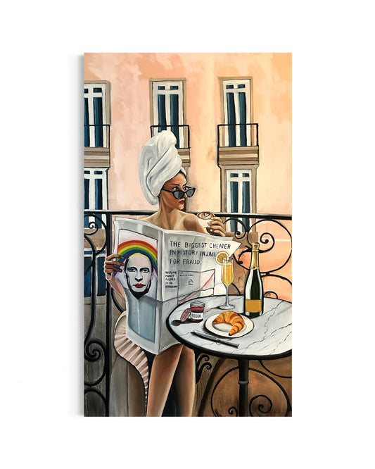 LA MADEMOISELLE AVEC JOURNAL